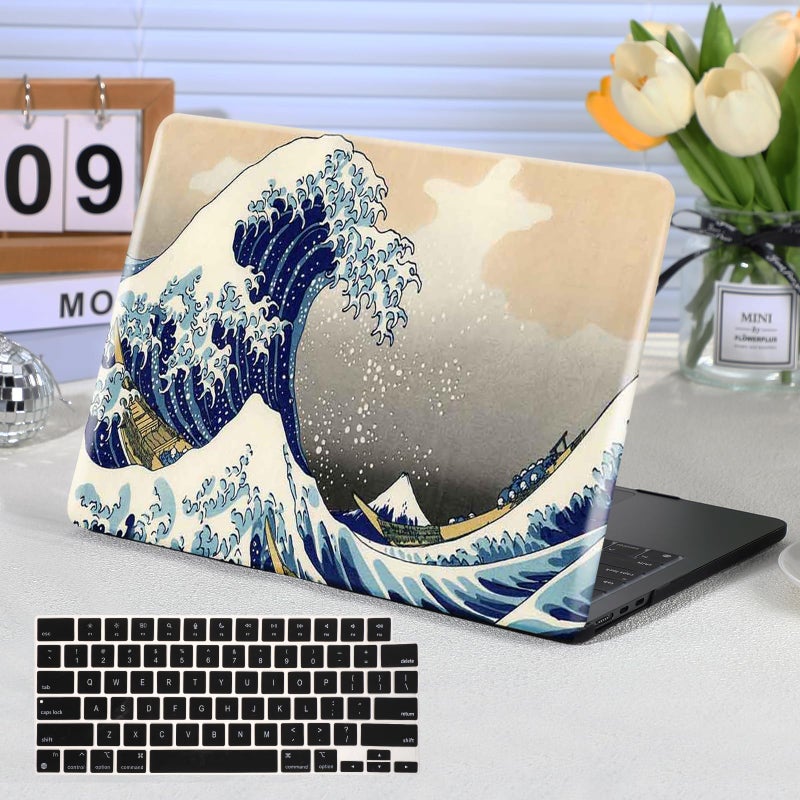 Funut for MacBook Pro 13 inch Case 2024 2023 2022 2021-2016 M2 M1 A2338 A2251 A2289 A2159 A1989 A1706 A1708, Laptop Plastic Hard Shell MacBook Pro 13" Case Touch Bar, Sea Wave - Image 1